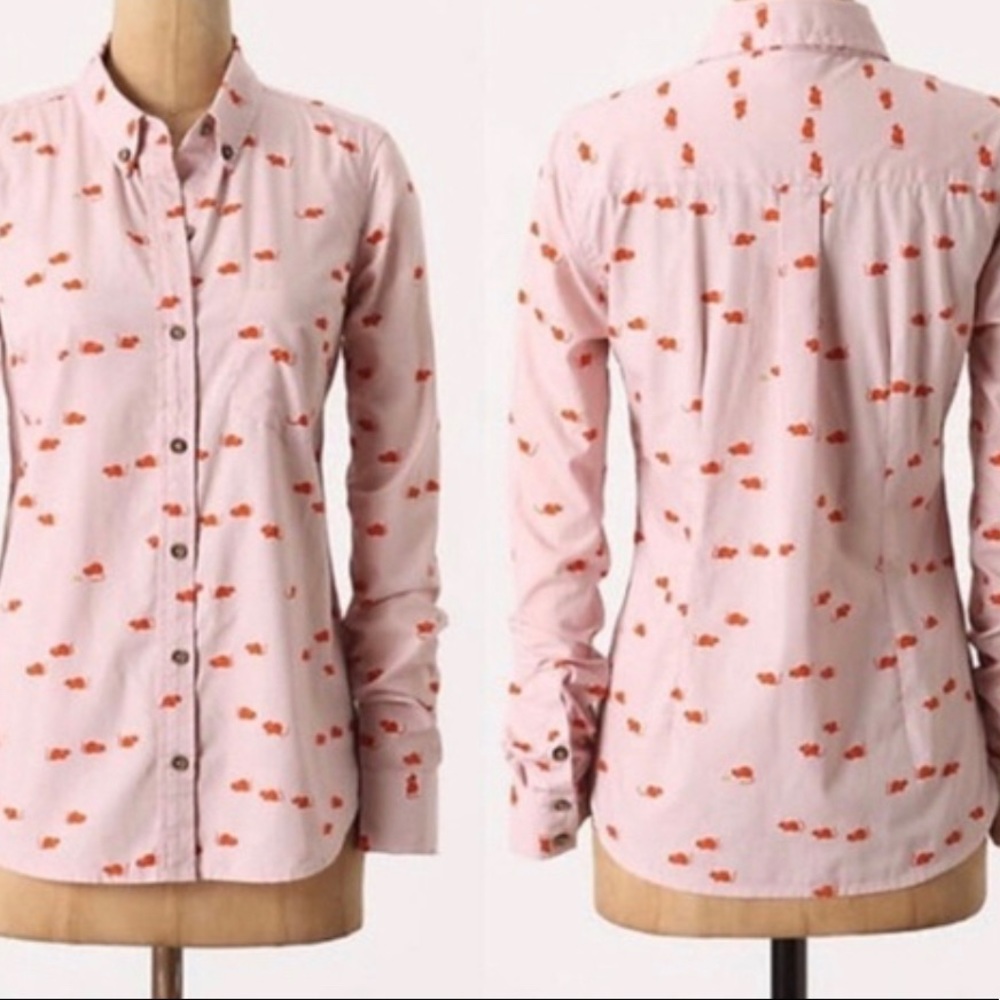 Anthropologie Odille Mouse & Cheese Button-Up